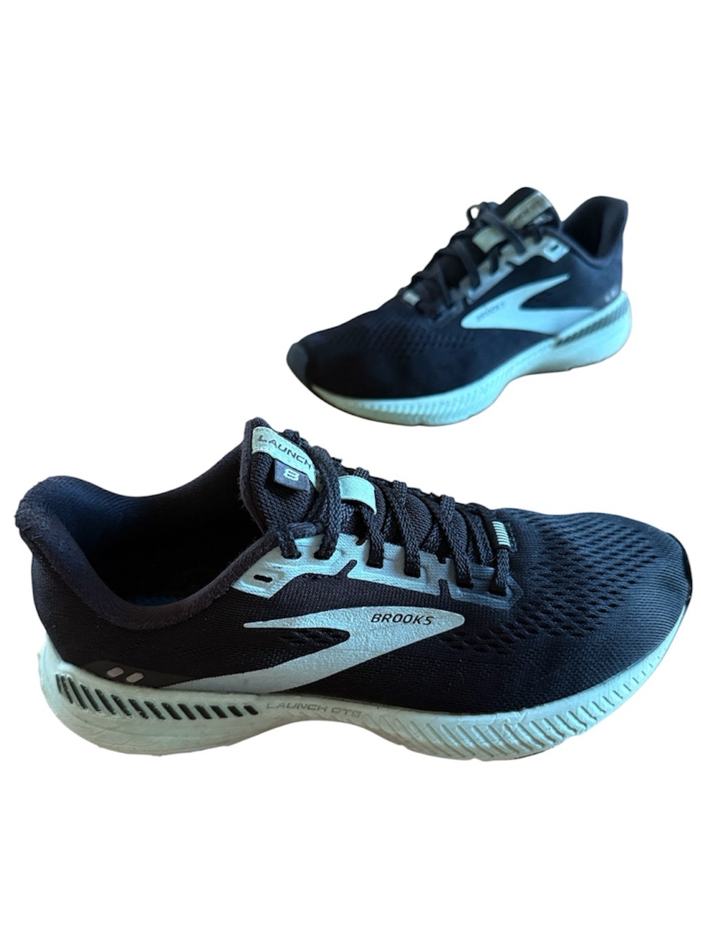 BROOKS LAUNCH GRS 8 WOMENS ATHLETIC RUNNING WALKING SHOE BLACK ICE BLUE SZ 6.5